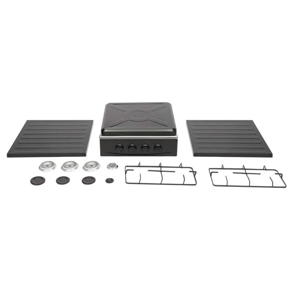 Portable Gas Stove Camping Burner Windshield Stand 4 Burners High Heat Flame Control Compact Cooking Support Rack Easy Operation 6