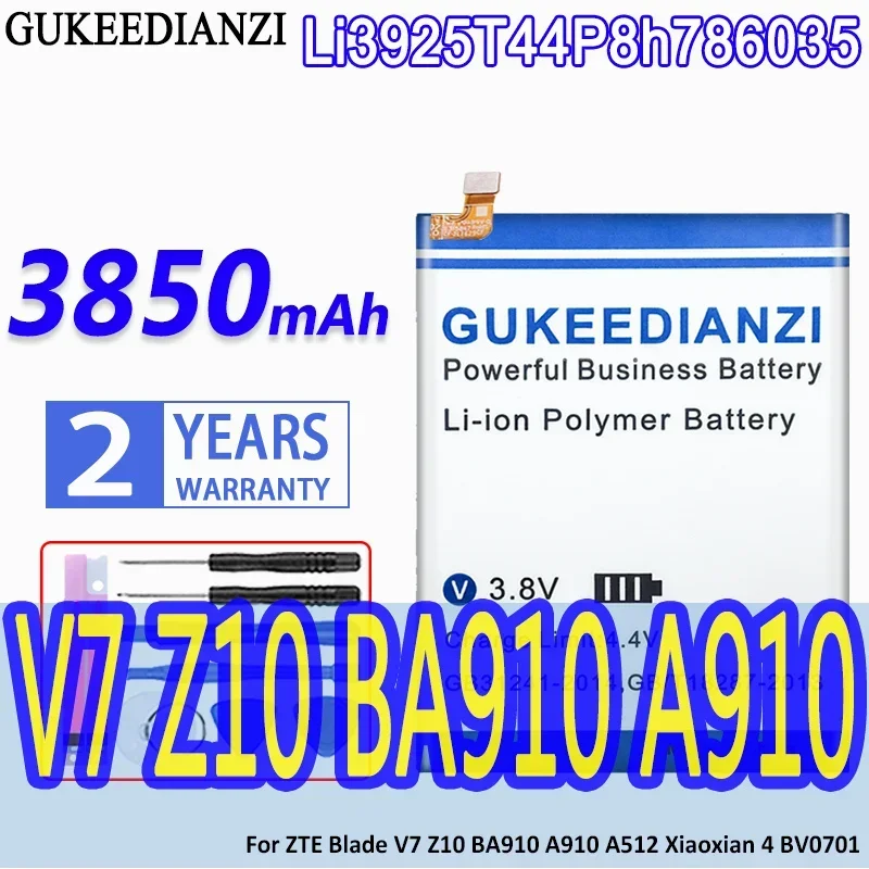 

GUKEEDIANZI High Capacity Battery Li3925T44P8h786035 3850mAh For ZTE Blade Z10 BA910 A910 A512 A506 Xiaoxian 4 BV0701 V7 Plus