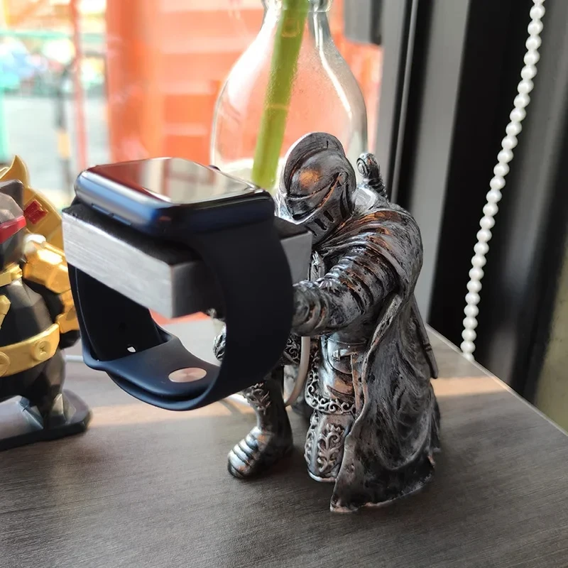 Black Warrior Figurine Watch Charging Stand and Holder