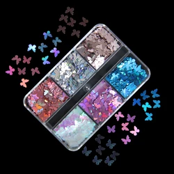 Holographic Butterfly Nail Glitter Sequins - Sparkly Laser Flakes in Mixed Colors for Manicure and Nail Art (LSBFS - 1)