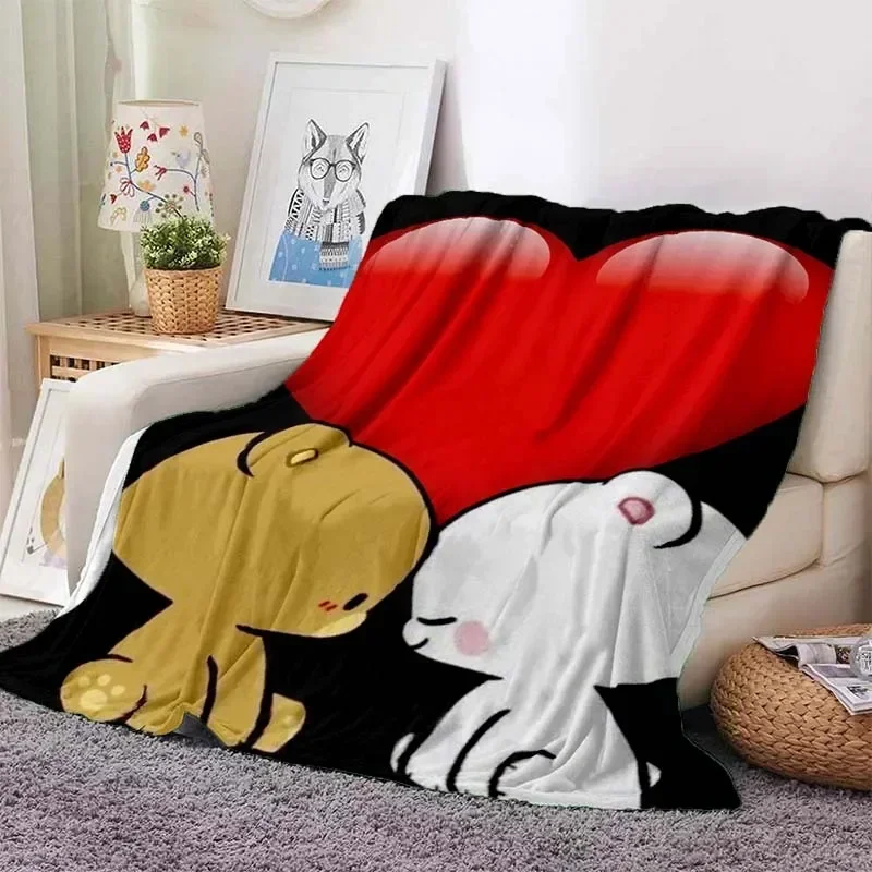 Cute Bubu and Dudu Series Blanket Cartoon Print Kids Warm Flannel Soft Comfortable Home Travel Blanket Bed Blanket Birthday Gift 4