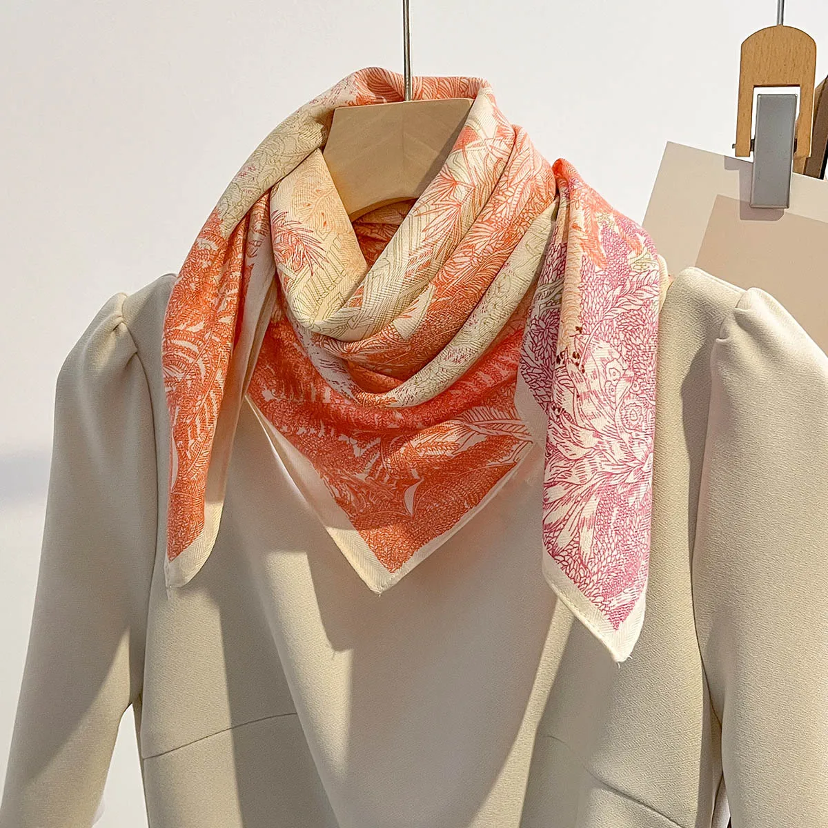 Printed Scarf Square Scarf 70cm Cotton Square Scarf Women Floral Print Design Bandanas Lady Scarves Headband Accessories Handkerchief Hair