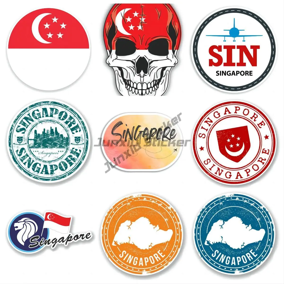 Singapore Airport Vinyl Stickers Asia Travel Luggage Phone Bumper Guitar Truck Window Anti Scratch Exterior Parts Exterior Decor