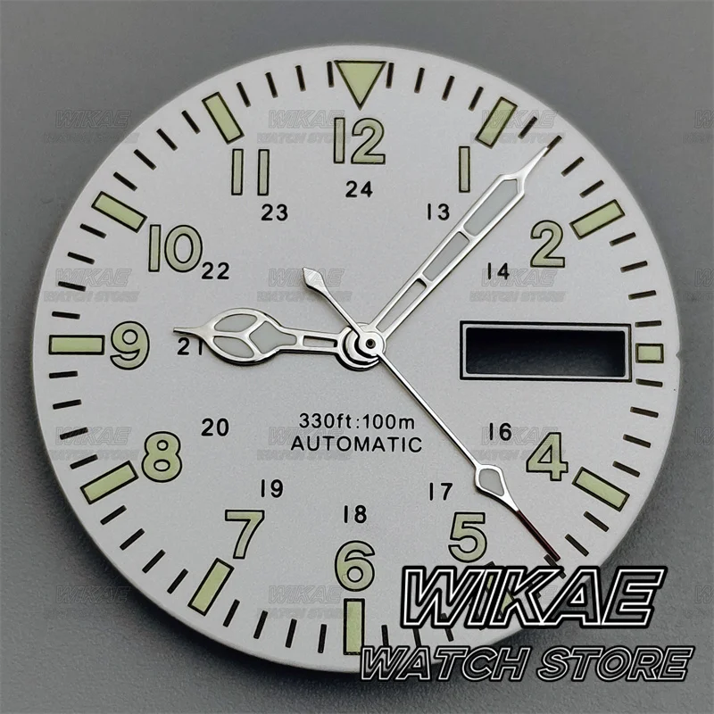 29mm Green Luminous Watch Dial with Multi-Color Options and Dual Date Calendar Window