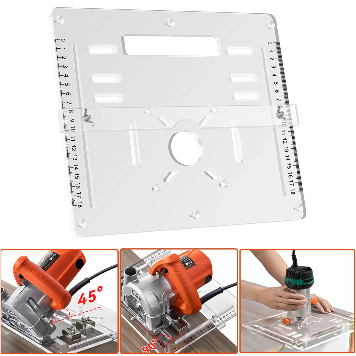 Acrylic Woodworking Router Table Insert Plate Adjustable transparent ...