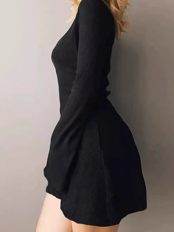 Yoga-Kleid im europäischen und amerikanischen Stil für Frühlingsfrauen, modisches und einfaches, einfarbiges Sportkleid mit Riemen an der Taille – Detail 12
