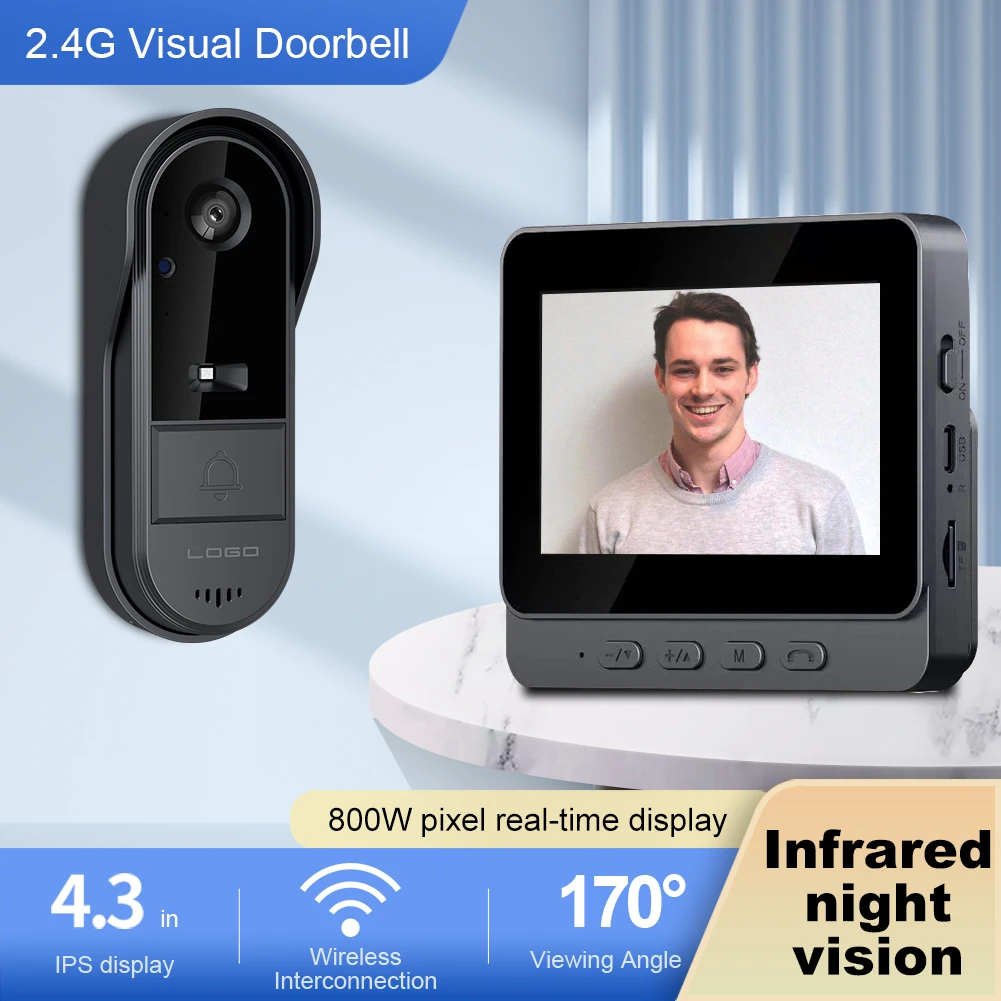 2.4G WiFi 무선 비주얼 초인종 IR 야간 투시경 무선 비디오 초인종 가정 안전을 위한 방수 비디오 인터콤 도어 카메라