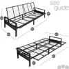 Metal Futon Frame – Space-Saving Modern Futon Frame Full Size - 2 in 1 Design Perfect for Modern Living Spaces (Black) 3