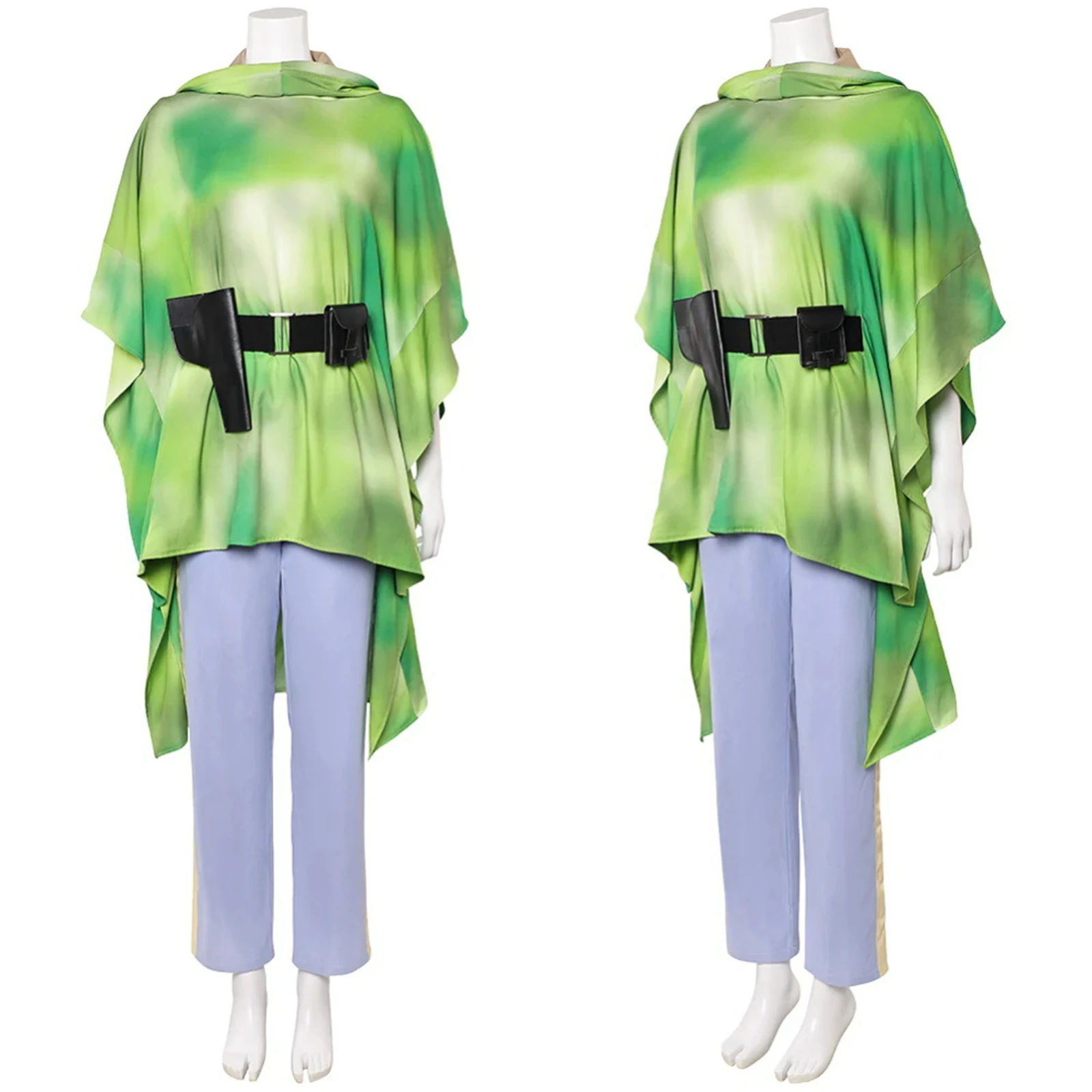 Princess Leia Cosplay Costume Green Coat Pants for Halloween Party