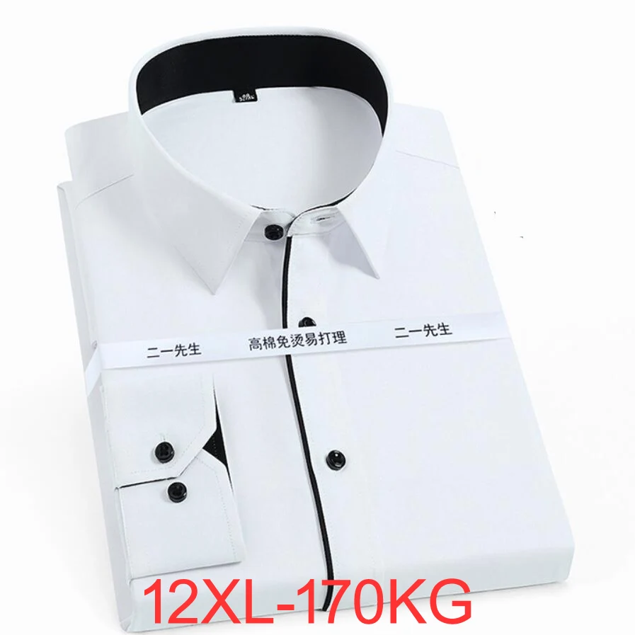 Autumn Spring Men Office Shirt cotton Plus Size 10XL 12XL 9XL Formal Shirts long Sleeve Business Big 5XL 11XL Blue Black Shirt dress shirts men casual shirts