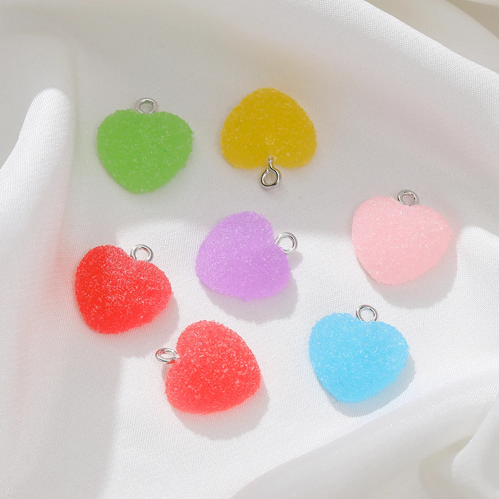 10 teile/los bunte Herzform weiche Süßigkeiten niedlichen Charms Anhänger für DIY Ohrringe Halskette Schmuck Zubehör Ergebnisse – Detail 6