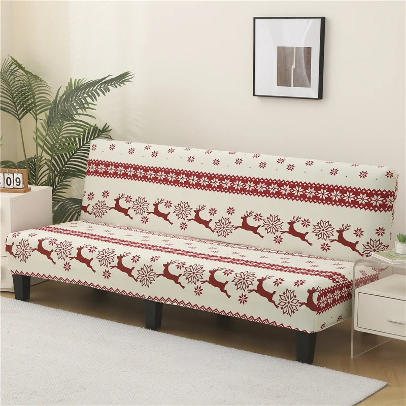 Black Geometric Print Spandex Stretch Sofa Bed Slipcover