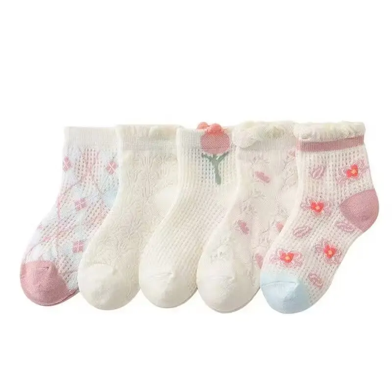 5Pairs/lot Children Socks for kids Girls Cotton Cute Outdoor Travel Sports Socks Spring Summer Sports Clothes Accessories