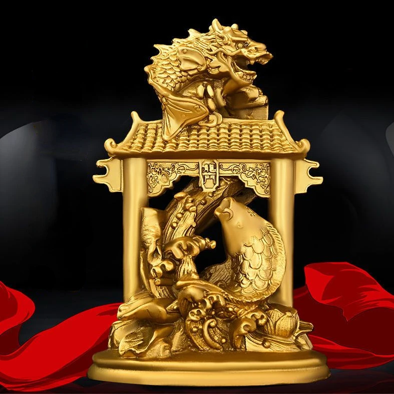 

All Copper Feng Shui Dragon Fish Ornaments Carp Jumping Dragon Door Home Living Room Study Desktop Figurines