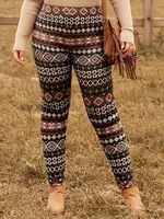 Women's Plus Size 1XL-5XL Casual Loose Printed Geometric Pattern Tight Pants Fashion Elastic Yoga Pants - Image 2