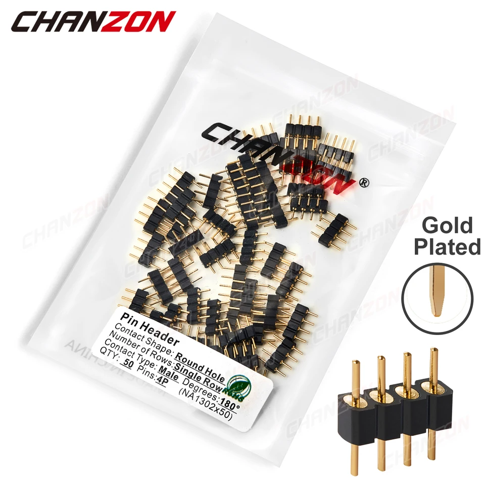 4PCS NEXTRON Male Header Pins – Single-Row, 40-Pin, Gold Plated For Electronics