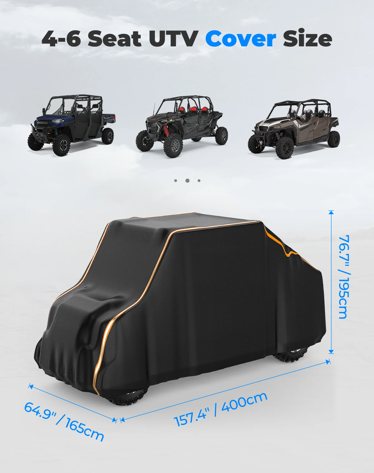 UTV-Abdeckung 4-Sitzer 420D Wasserdicht Kompatibel mit Polaris Ranger CREW 570 für Can-Am Defender MAX PRO für Arctic Cat Prowler – Detail 5