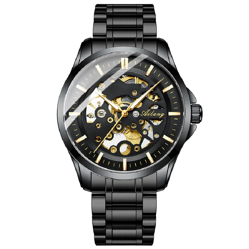 

AILANG 2023 Men Top Brand Luxury Automatic Mechanical Watch Fashion Hollow Dial Luminous Pointer Steampunk Watch For Men 8629G