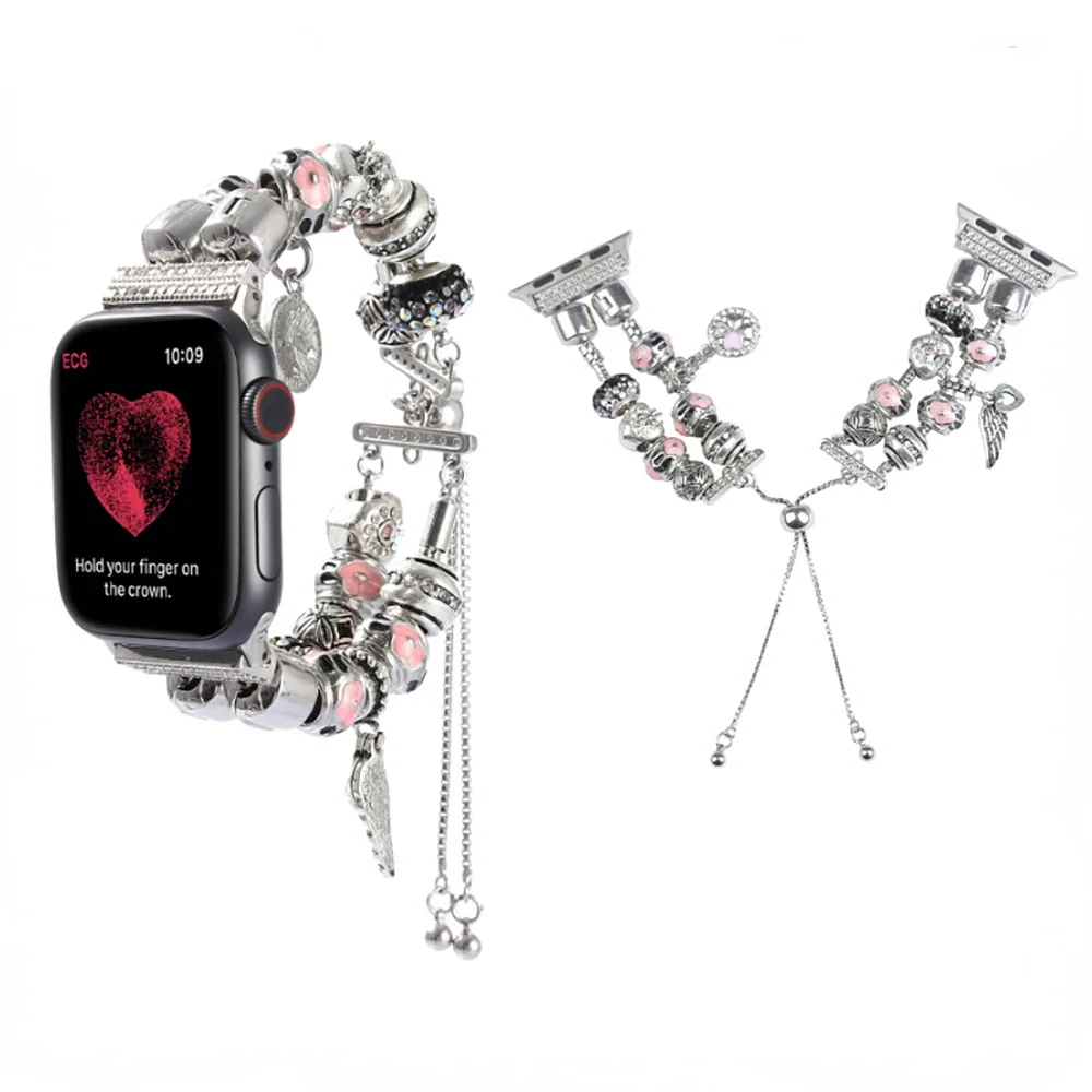 Jewelry Strap for Apple Watch Band 8 7 6 5 4 3SE Women DIY Metal Beaded Bracelet for iWatch 45mm 41mm 44mm 40mm 42mm 38mm Correa