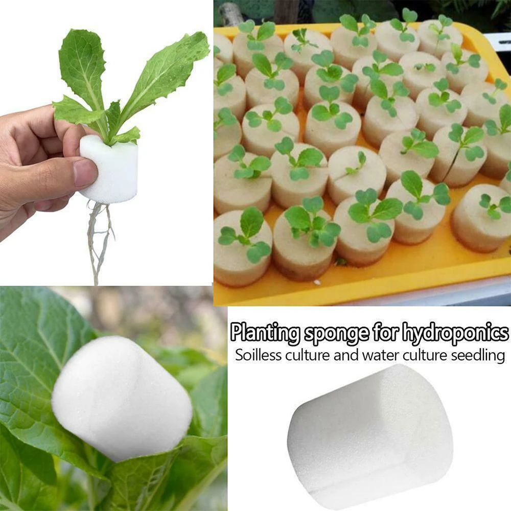 50PCS Plant Net Cup 50PCS Cylinders Sponge For Hydroponics Aquaponics Orchids Plant Starting UV Resistant Plastic Net Cups