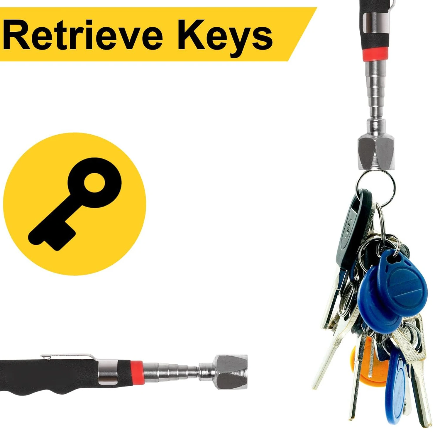 16LBs Telescoping Magnetic Pickup Tool with Pen Clip Design Magnet Stick Extendable 7" to 30" for Men Birthday Father's Day