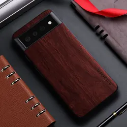 Bamboo Wood Pattern Leather Case - Unique Design Back Cover for Pixel 6 (BR)