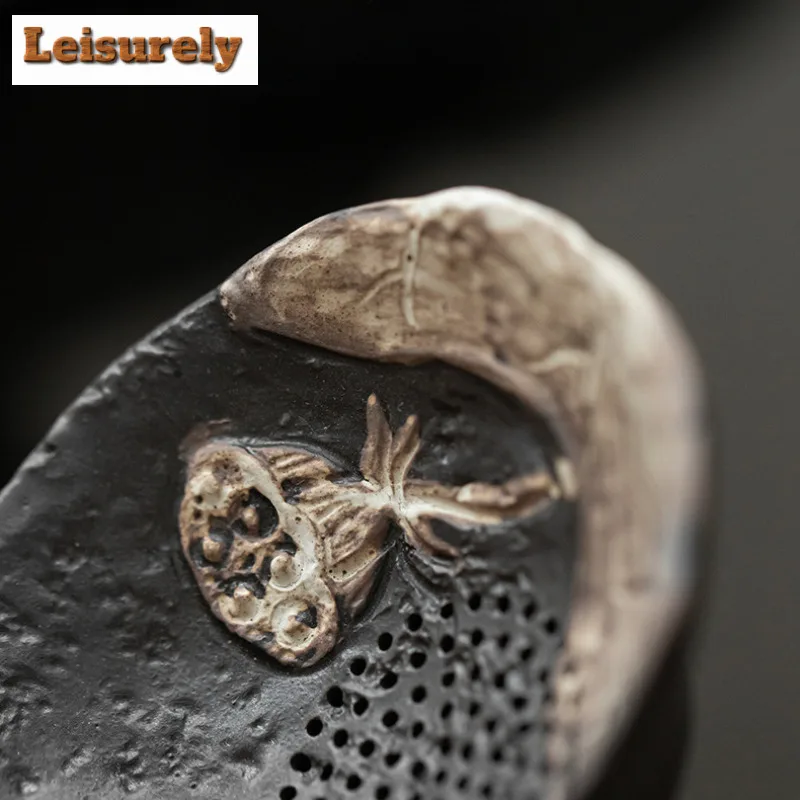 Wabi-sabi Style Lotus Crude Pottery Tea Separator Infusor Ancient Tea Strainer Dispenser Tea Maker Tea Filter Teaset Ornaments