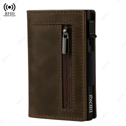 Men's Slim Minimalist Magnetic Wallet and Money Clip with RFID Protection (Coffee)