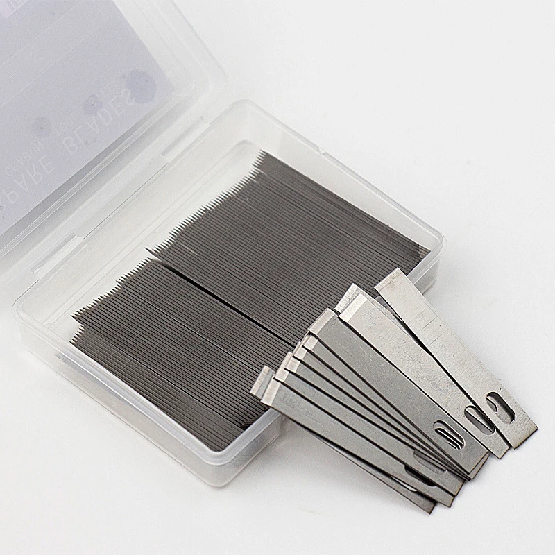 Wood Carving Blades Wood Carving Knives Carving Tool 100Pcs 4# Metal Scalpel Knife Engraving Knife Blades DIY Wood Carving Blade Replacement Surgical Sculpture Cutting Tool