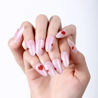 20Tips Glitter Heart Semi Cured Nail Gel Strips Romantic Valentine Gel Nail Stickers Long Lasting Self-Adhesive Gel Nail Wraps 2