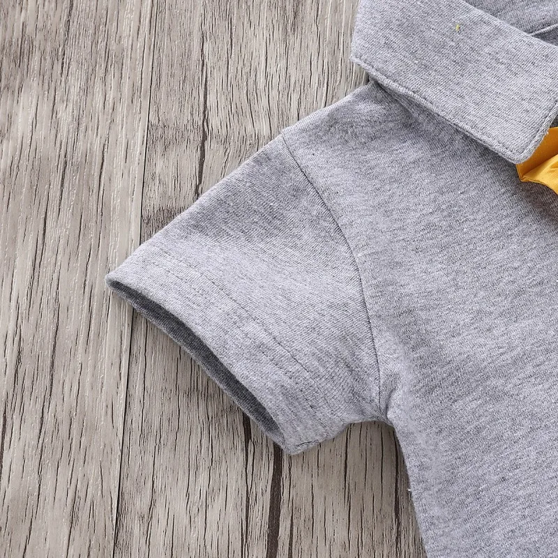 신사의 소년 의류 세트, 소년 의류, 세트 여름 반팔 면 활 타이 셔츠 상의 및 반바지, D2L, 2 개