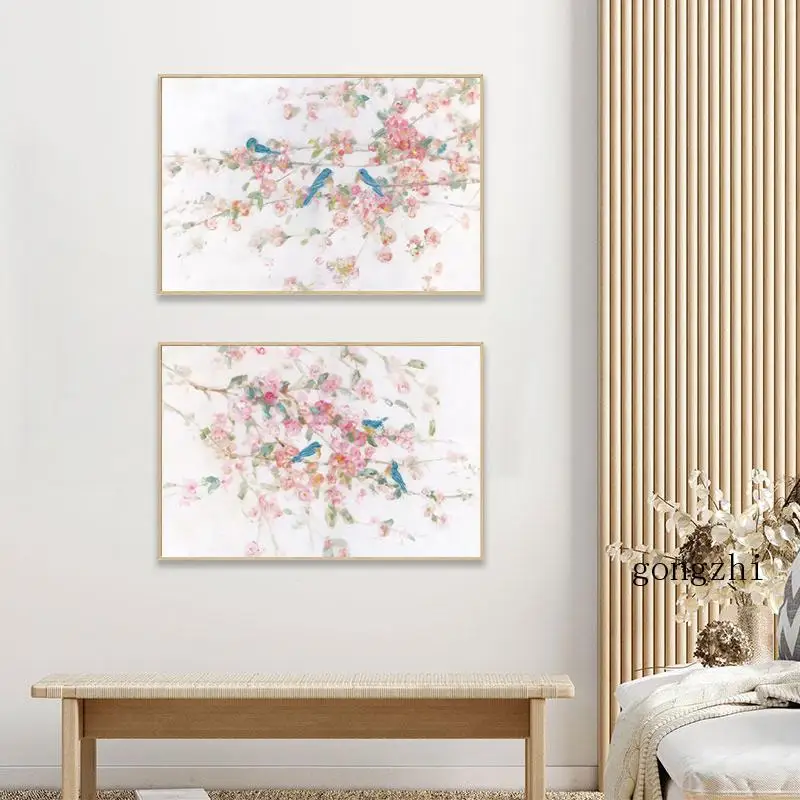 

Tropical Plants Flowers Leaves Watercolor Canvas Painting Modern Minimalist Blue Picture Wall Art Poster Home Decor Living Room