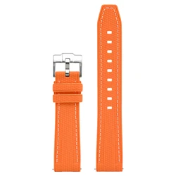 Waterproof Liquid Silicone Strap with Stainless Steel Buckle - Quick Release Replacement Watch Band - 20mm (Orange white S)