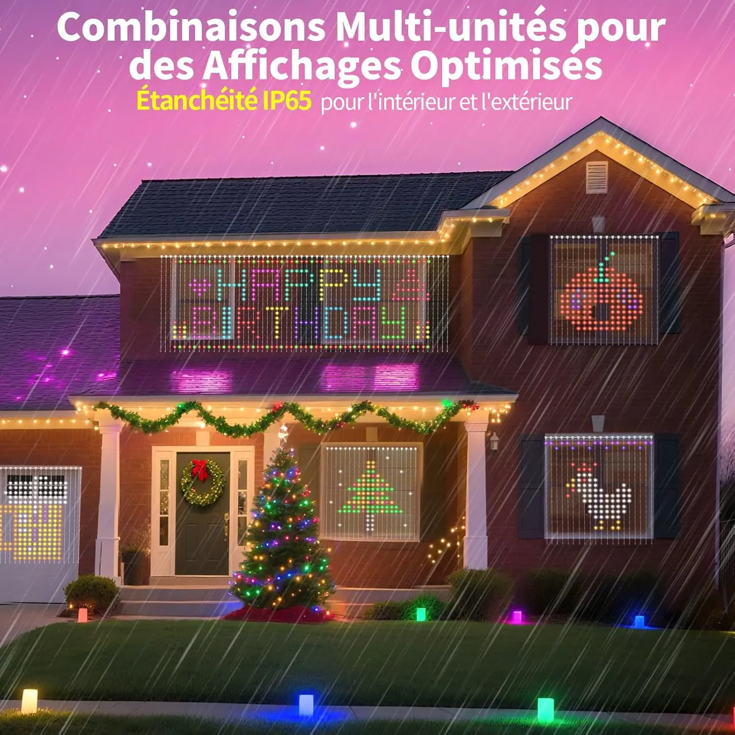 400LEDs Smart Curtain Lights Bluetooth App Control DIY LED String RGB Fairy Lights Music Change Display for Window Bedroom Decor