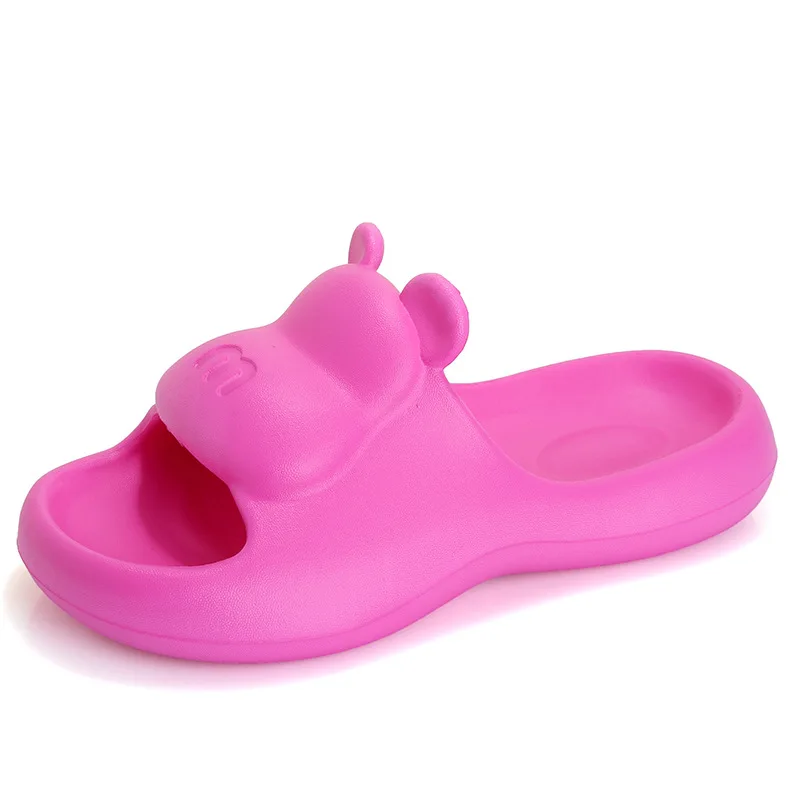 Cartoon Bear Shape Slipper Women Solid Color Beach Home Couple Fashion Platform Comfortable Men Slipper Bathroom Shoes Anti-slip