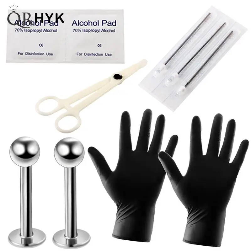

10-20Pcs/Set Body Piercing Kit Tools Needle Belly Tongue Eyebrow Nose Lip Ring