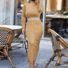 

Beads Long Sleeve Dress Women Spring Fashion Pearl Split New Fashion 2022 Party Dresses Street Elegant Sexy Bodycon Maxi Dresses