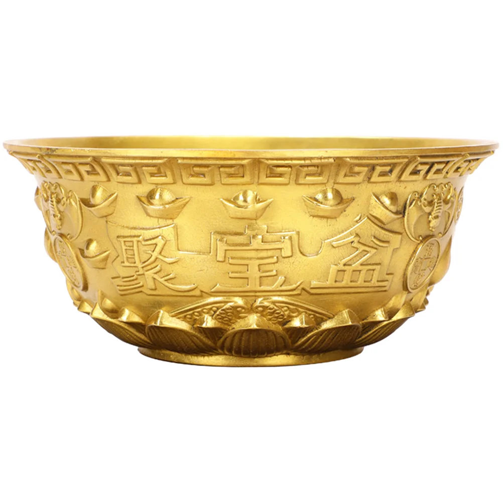 

Gold Brass Treasure Bowl Chinese Fortune Basin Wealth Bowl Home Desktop Decor