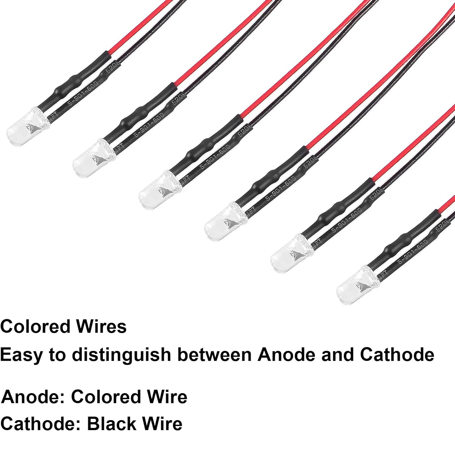 3V 5V 12V 24V 5MM LED Diode Light Clear 20cm Cable Pre-Wired With Plastic Holder - View #2
