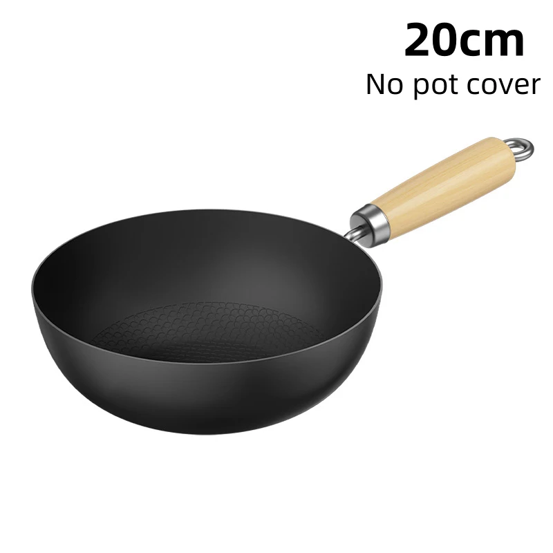 Non-Stick Iron Pan Frying Pan with lid Uncoated Gas Stove Induction Cooker Universal Saucepan Cookware set Handmade Wok Pan