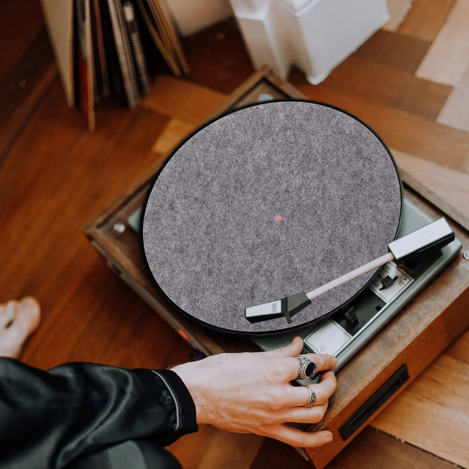 2 Pcs Turntable Record Mat Protective Recorder Accessories Grey Slipmat Platter Vinyl Felt