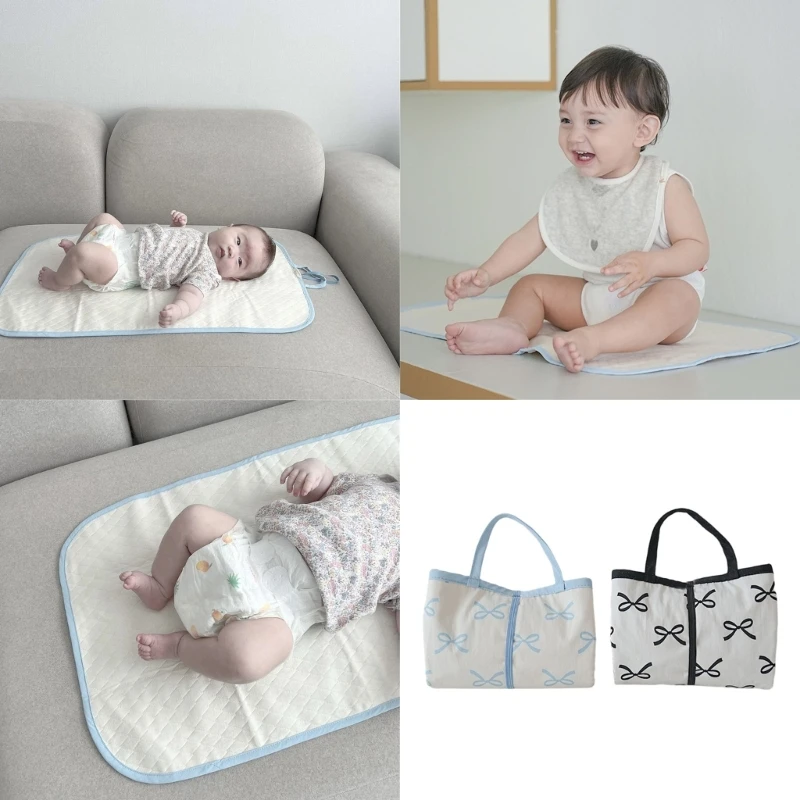 Travel Change Mat Diaper Changing Pad Portable Infant Newborn Strong Absorbent Bowknot Sheet Bed Pad Baby Essential