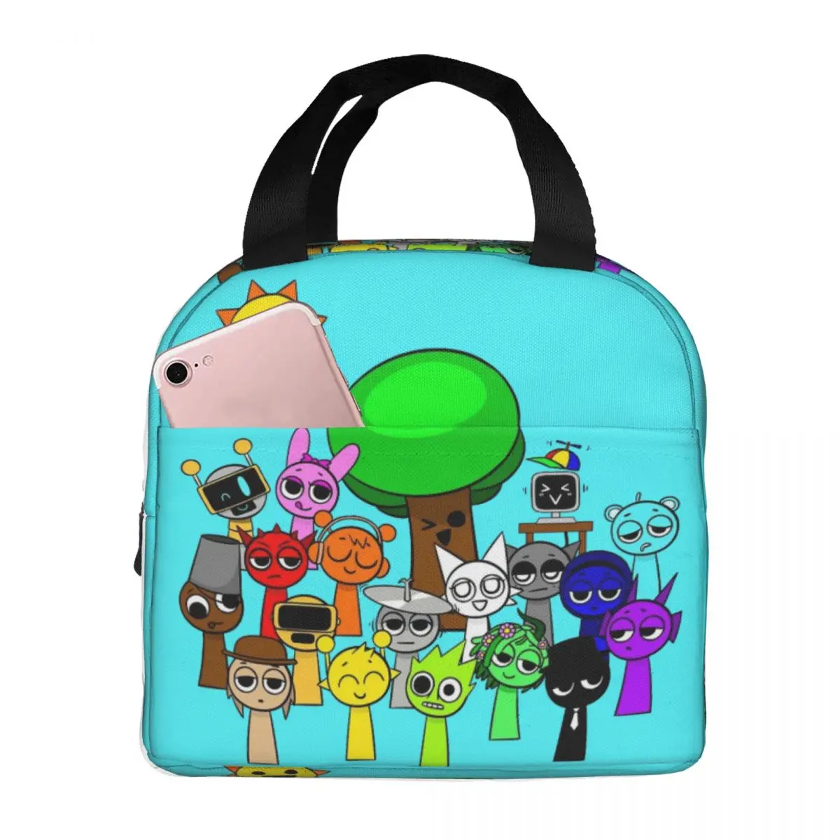 Incredibox Sprunki Music Game Insulated Lunch Bags Thermal Bag Reusable Large Tote Lunch Box Bento Pouch College Outdoor