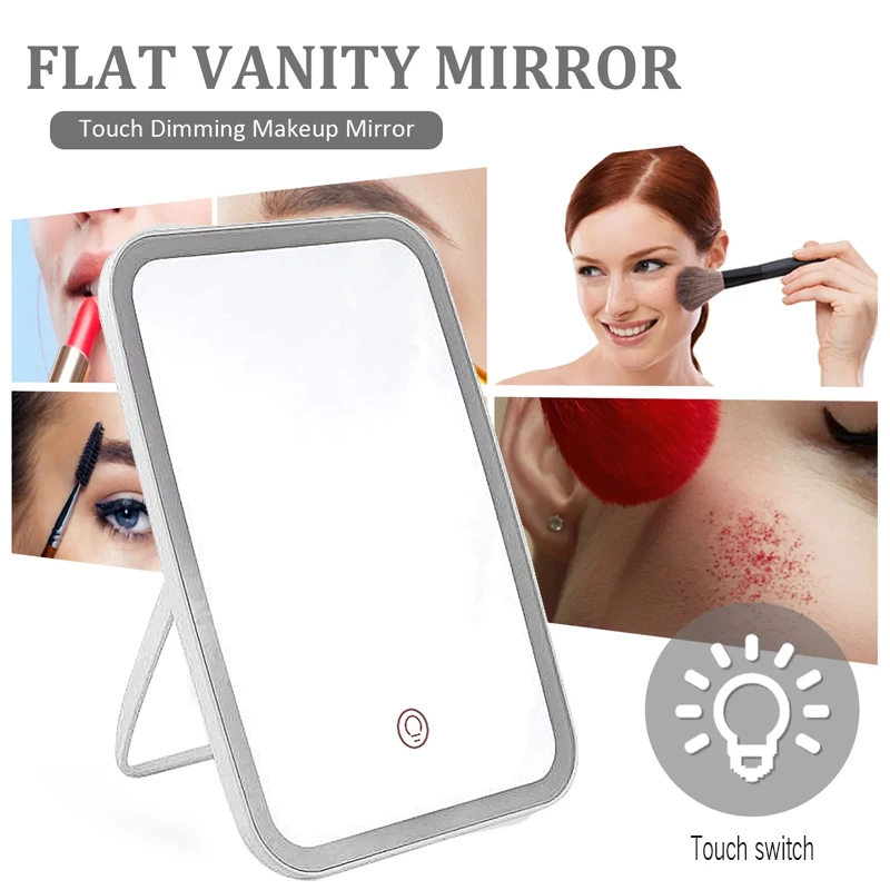 LED Makeup Mirror Lamp Touch Screen 3 Colors Dimmable Cosmetic Travel Mirror Light Portable Desk Vanity Mirrors USB Rechargeable, mirror lights, makeup mirror lights, vanity light, makeup lamp