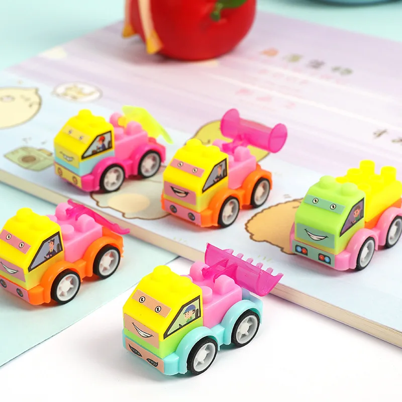 10Pcs Creative Puzzle Building Block Cars DIY Construction Vehicle Toy Kids Baby Shower Birthday Party Gifts Party Favors Pinata building block toys,party toys,toy gift filler