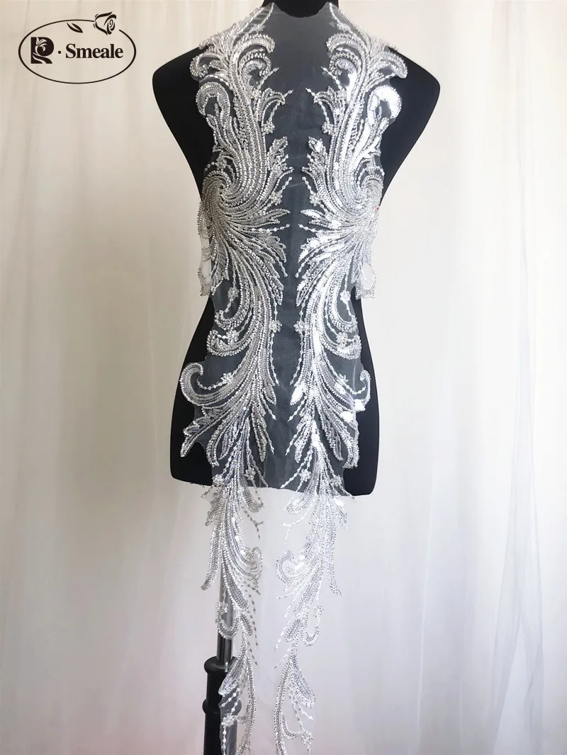 Lace Decoration French 3D Wedding Dress Applique Ivory White Beads Collar Fabric Patch