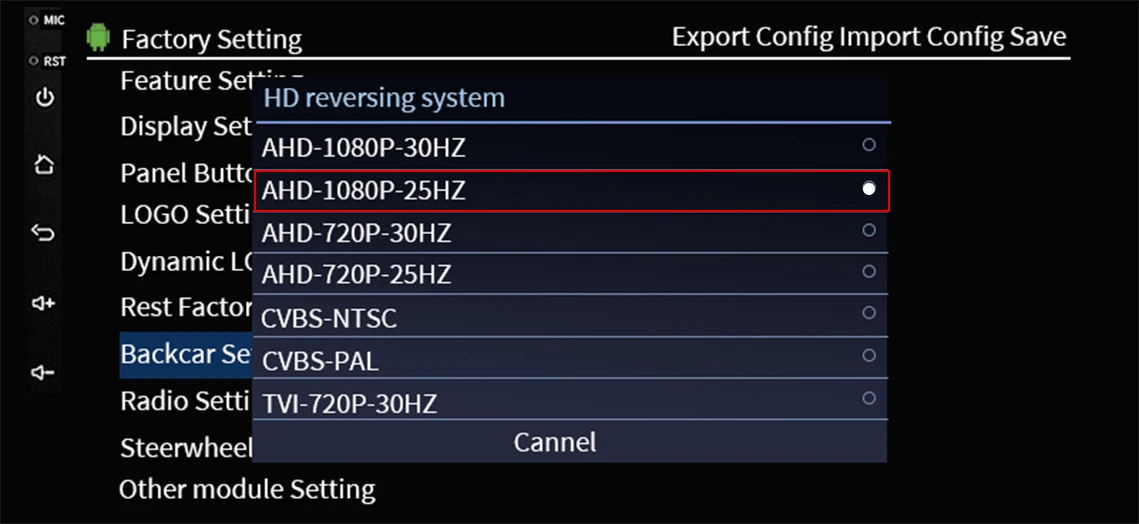 camera wiring and components view