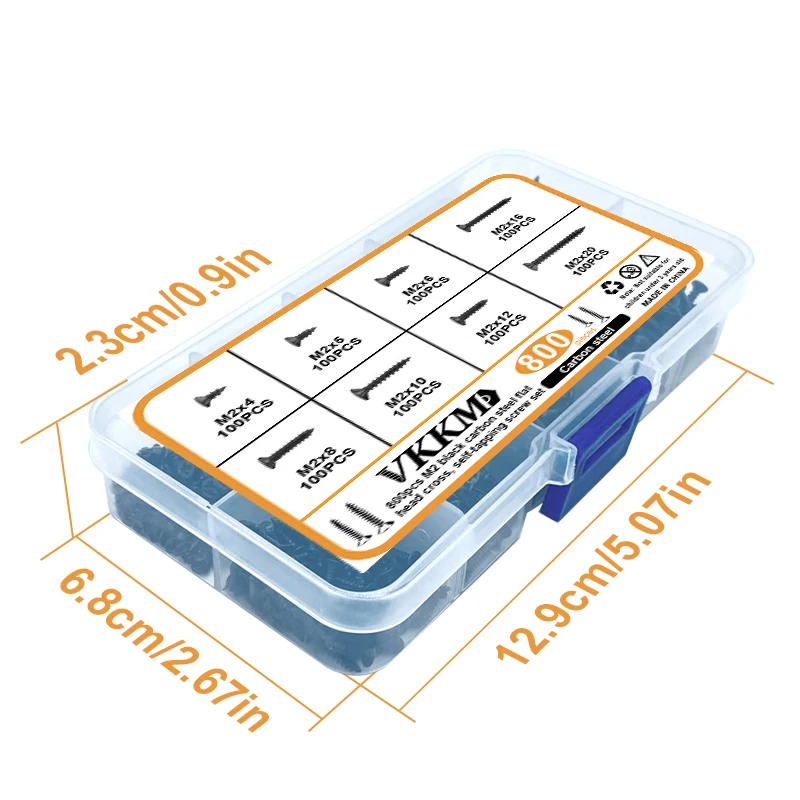 M2 černá plochý hlava kříž uhlík ocel samořezný lodní šroub 800pcs, vhod pro domácí kutily, DIY inženýrství, elektronických prod