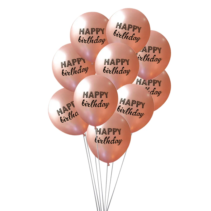 10 Stück 12 Zoll Roségold Happy Birthday Latexballons Herz- und Sternballons Geburtstagsparty-Dekoration Geburtstagsballons – Detail 4