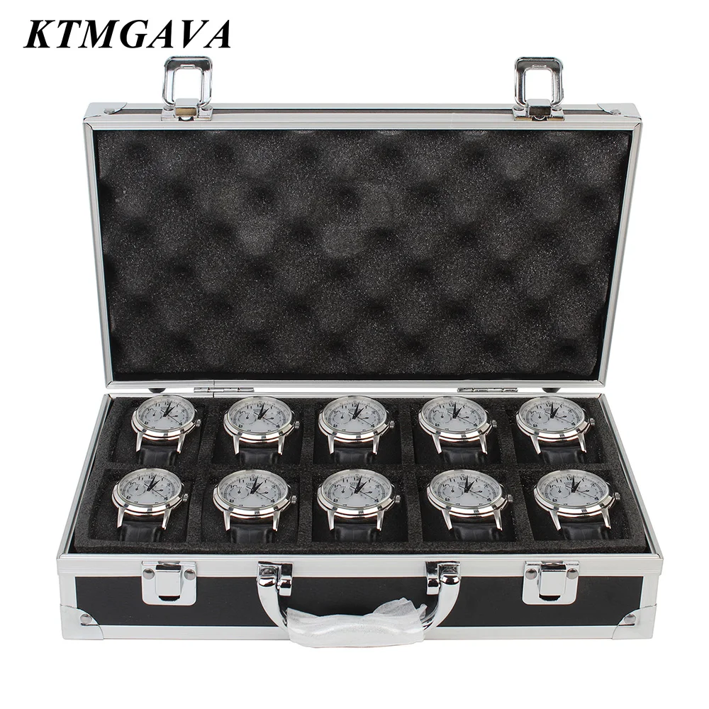 Watch Storage Box Watch Storage Bag 10 Girds Aluminum Alloy Watch Box Pattern Storage Clock Box Collection Display Gift Boxes